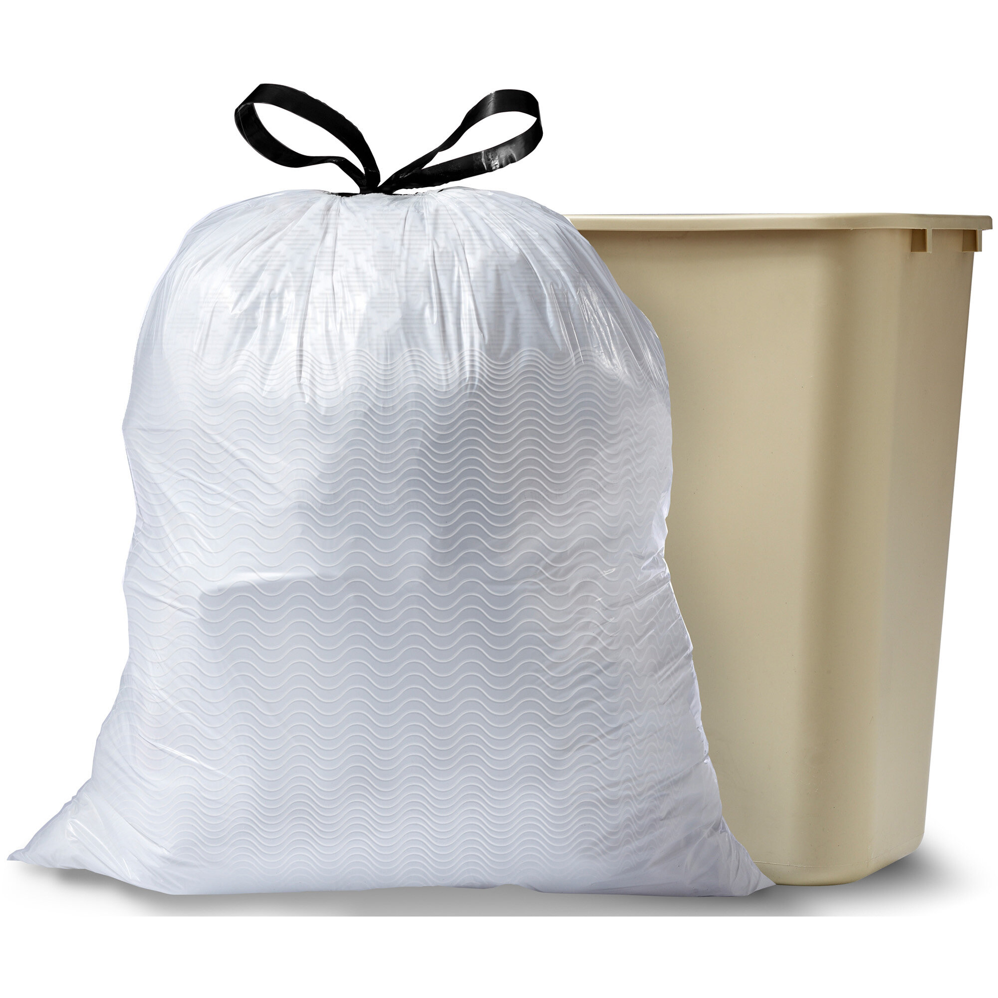 Trash Bags Waste Liners Storage Tie-Closure Clear 10-Gal Capacity 250-Count 