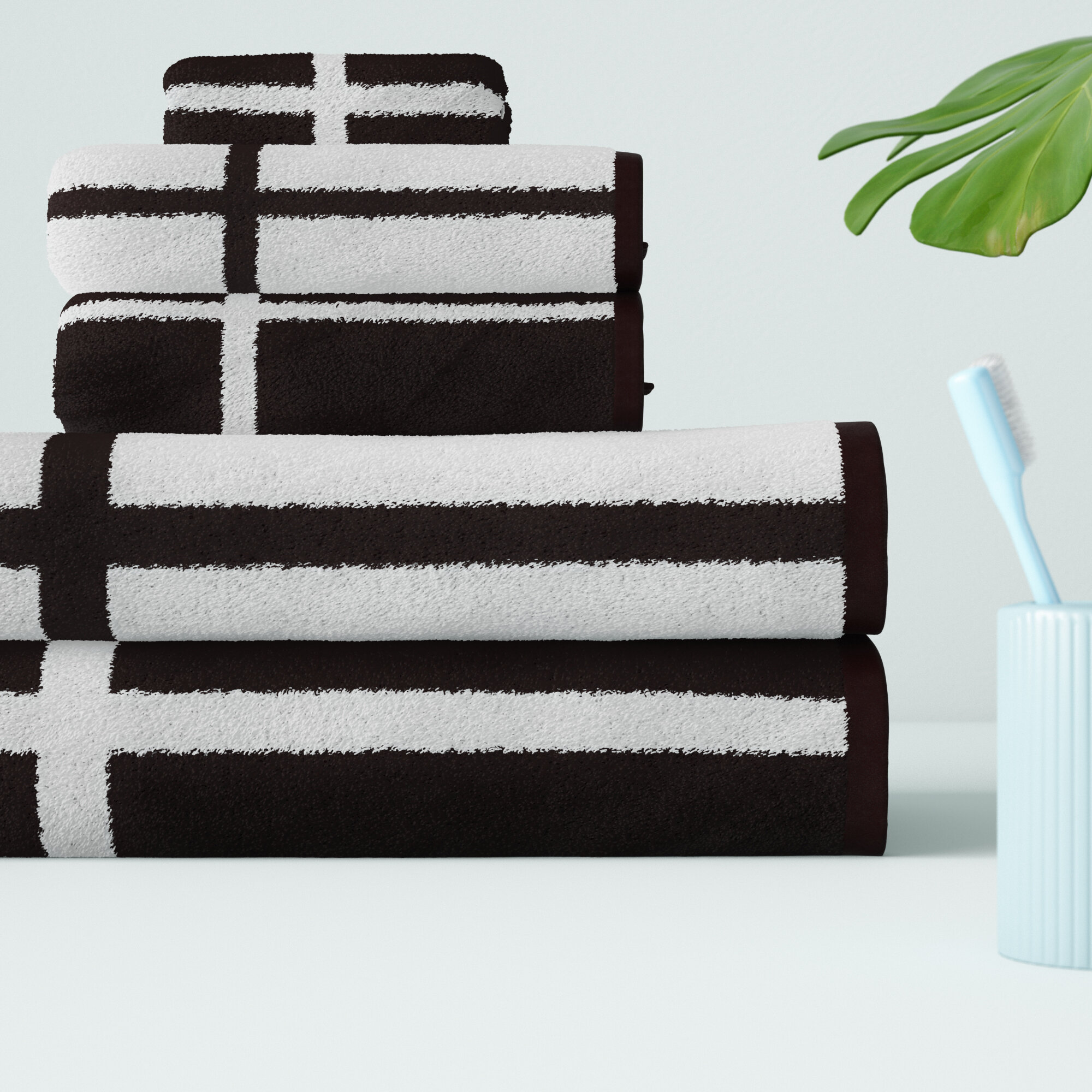 black and white bath towel sets