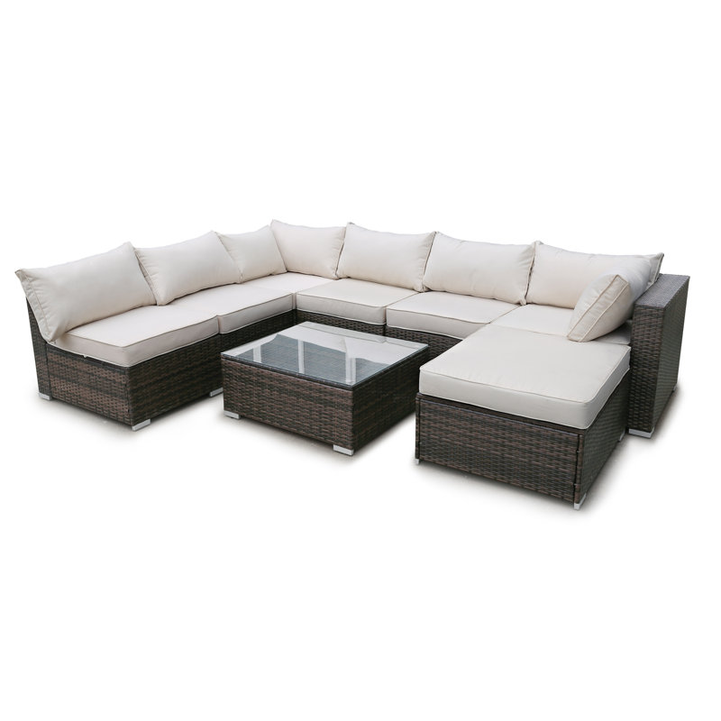 Bay Isle Home Patio Furniture 8 Piece Sectional Seating Group With Cushion Reviews Wayfair