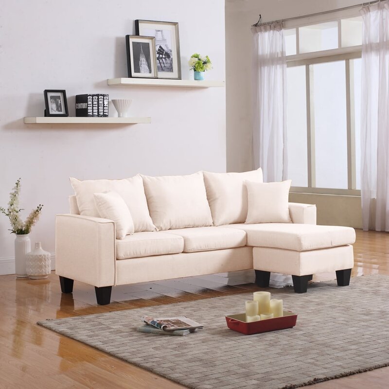 3. Sydney 73" Wide Linen Reversible Sofa & Chaise