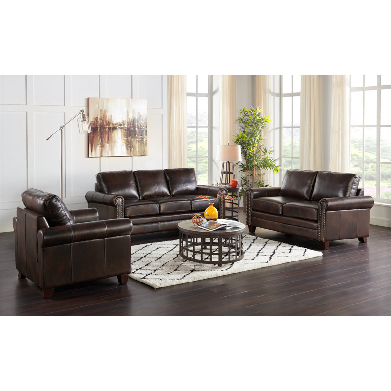 Canora Grey Marlow Genuine Leather Standard 72 25 Rolled Arm Sofa