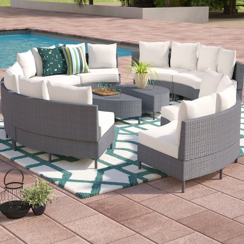 Sena 10 Piece Rattan Sectional Set with Cushions