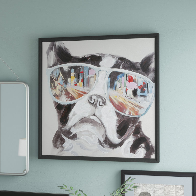 Wrought Studio City Shades Dog Framed Graphic Art On Canvas