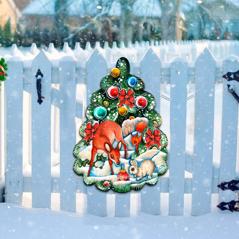 The Holiday Aisle Forest Christmas Tree Holiday Shaped Wood Door Hanger Wall Decor Wayfair