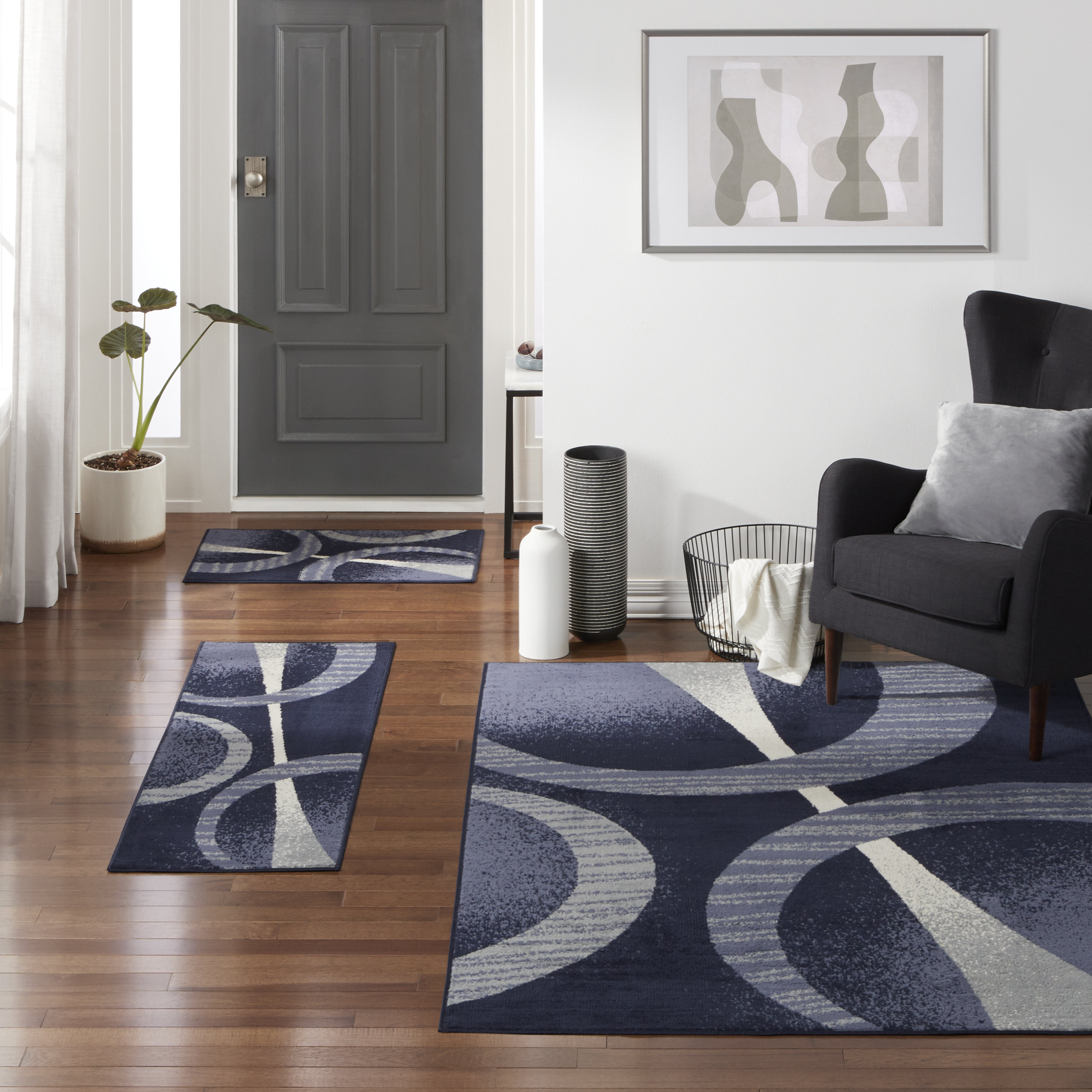 Winston Porter Cedric Performance Navy Blue Rug & Reviews Wayfair