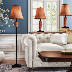 Mississippi Hammered 3 Piece Table and Floor Lamp