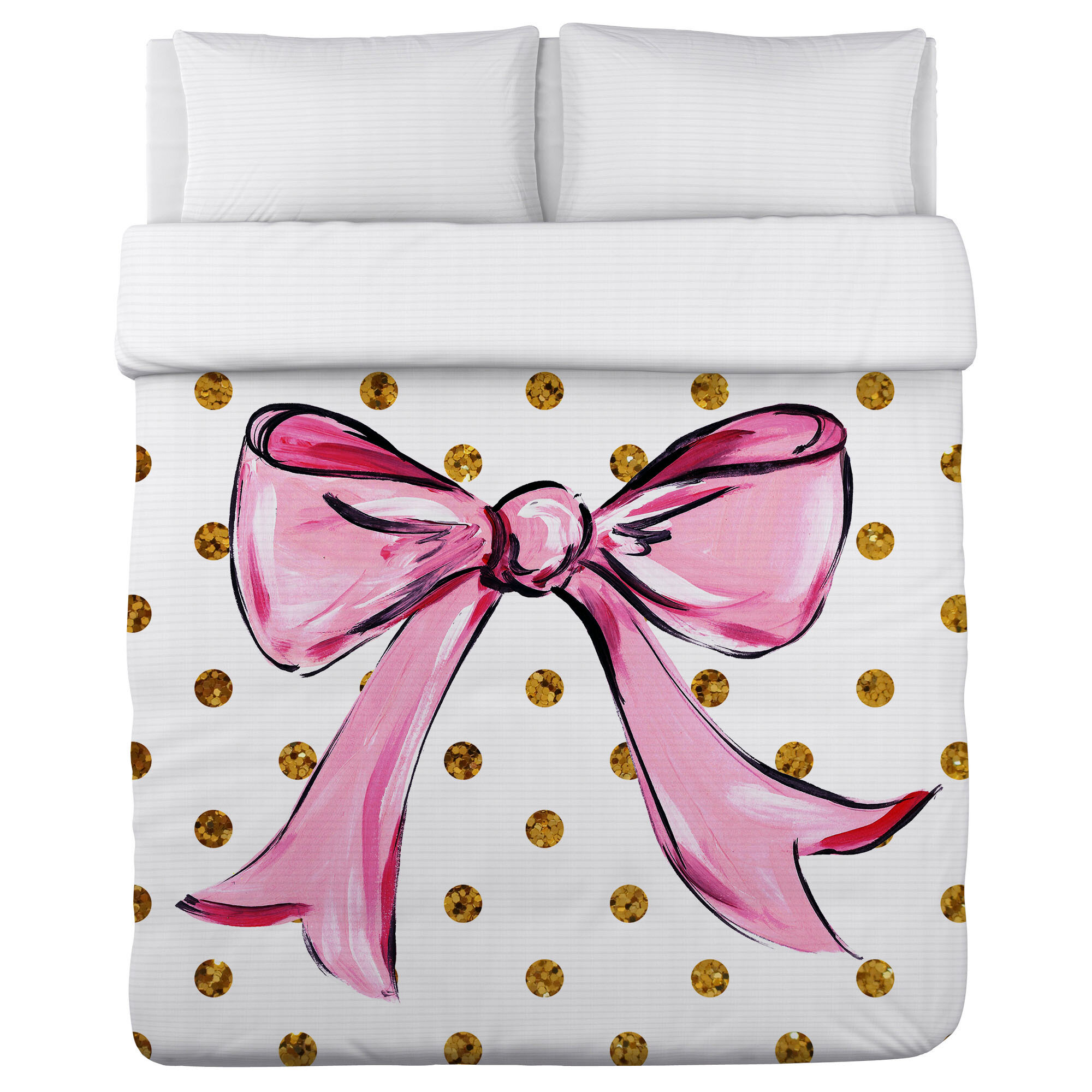 One Bella Casa Pink Bow Dots Fleece Duvet Cover Wayfair