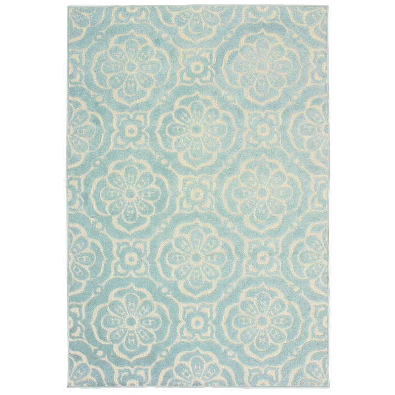 Fluellen Floral Medallions Blue Indoor/Outdoor Area Rug Joss & Main