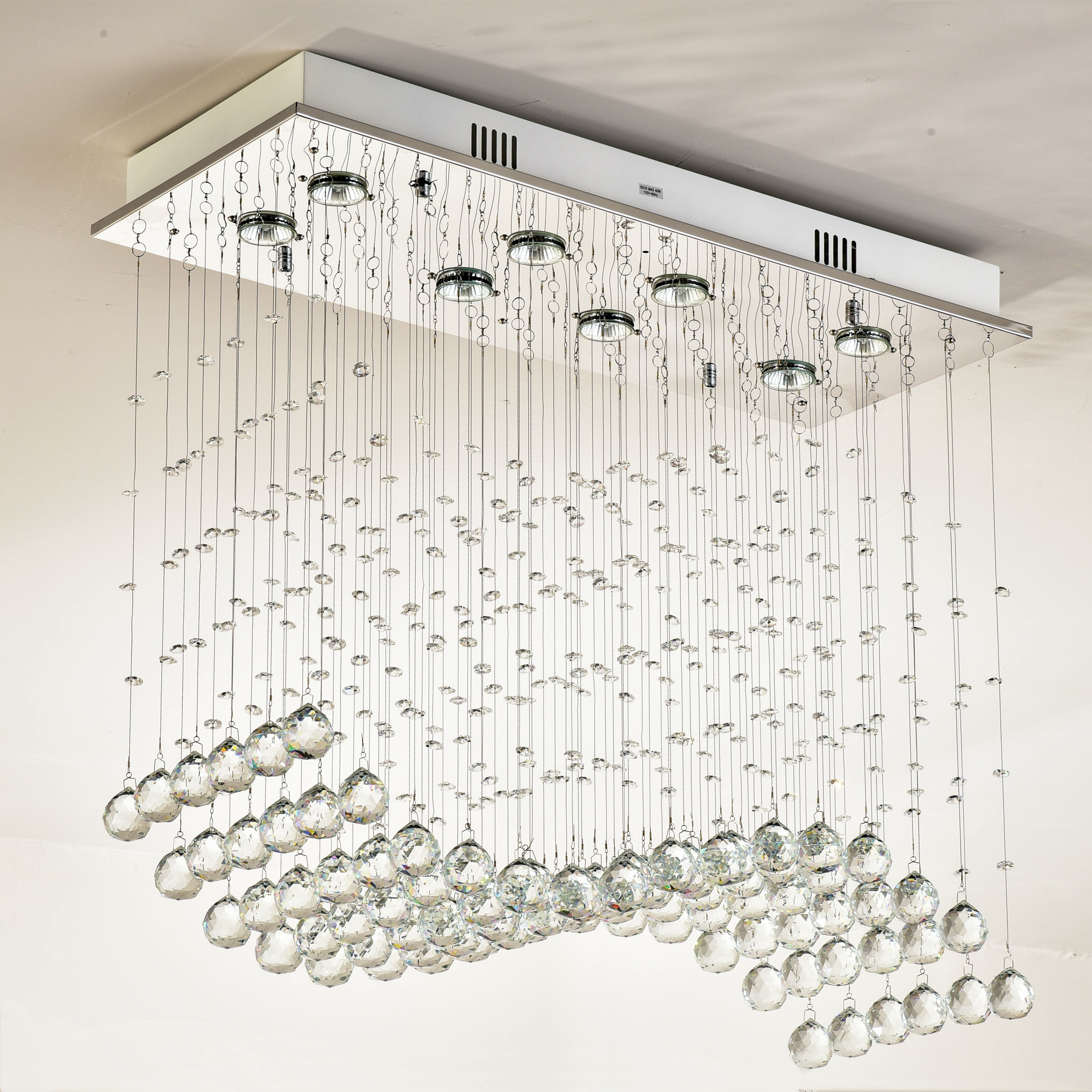 House of Hampton® 8-Light Flush Mount Rectangular Crystal Chandelier ...