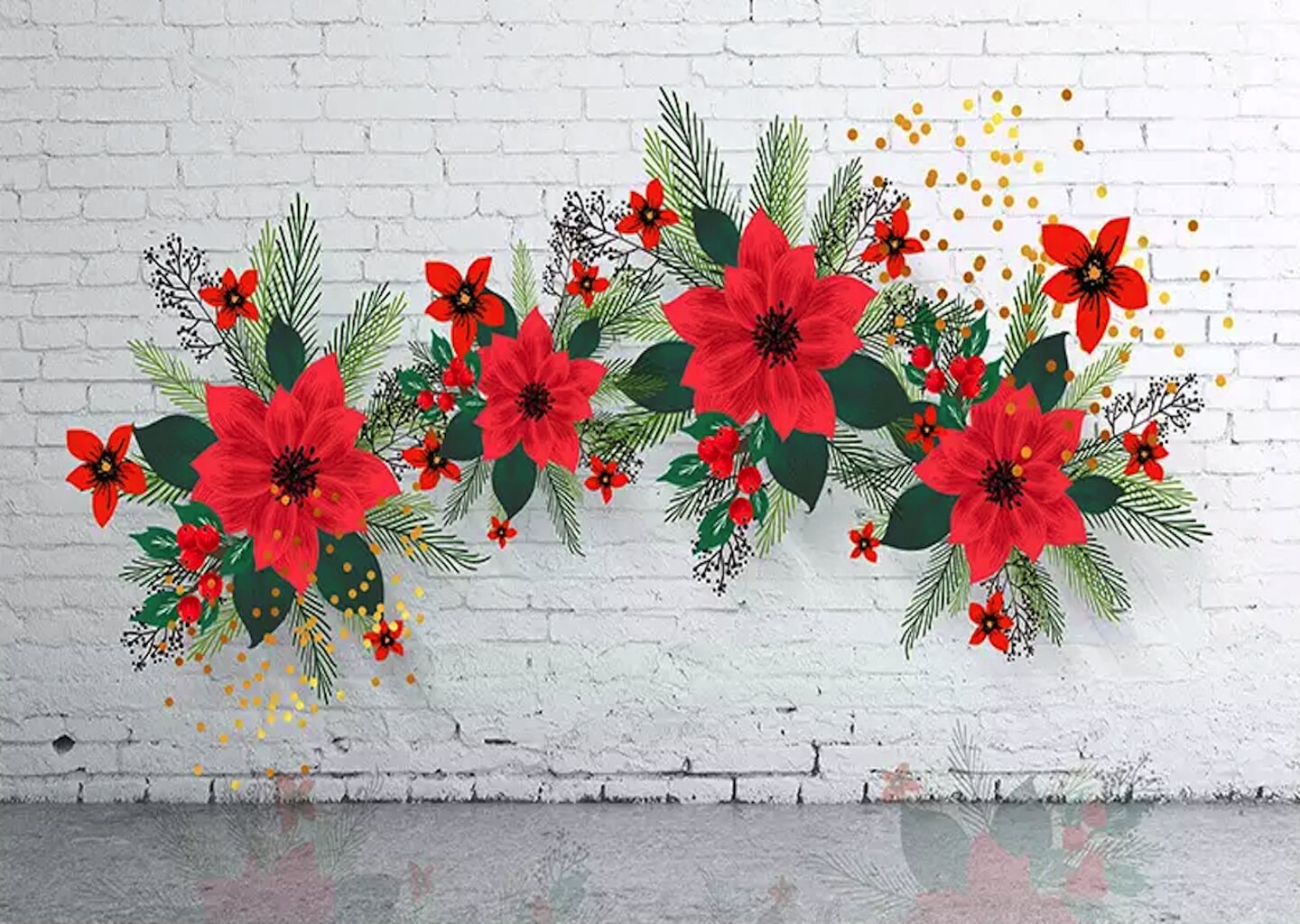 Flower Poinsettia Texture Roller Wall Ceiling Painting Surface Paint Art Pattern 