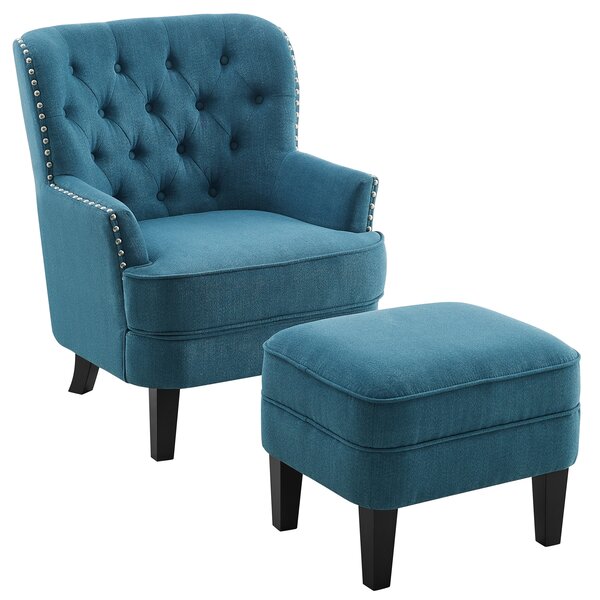 teal chair and ottoman