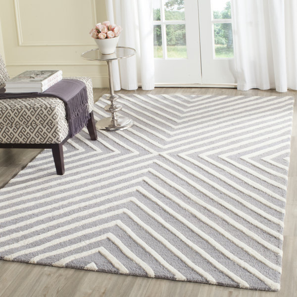 Ordingen Hand Tufted Wool Silver Ivory Area Rug Reviews Allmodern