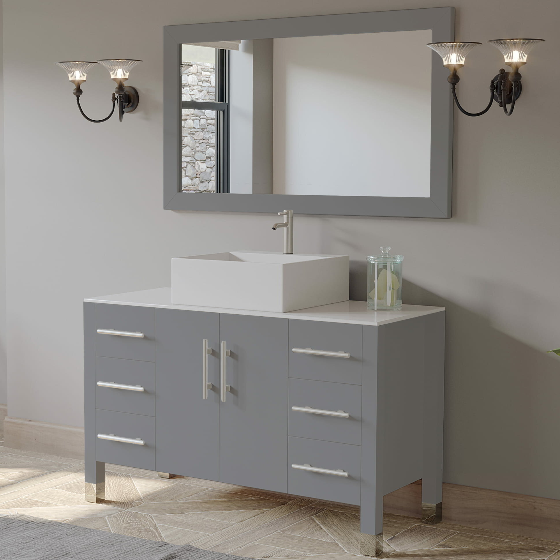 Wrought Studio Angeline 48 Single Bathroom Vanity Set With Mirror Wayfair