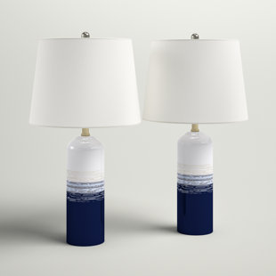 navy blue and white lamps