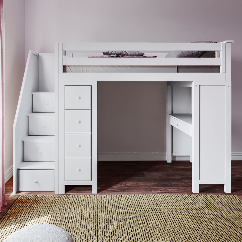 Harriet Bee Deshotel Twin Loft Bed With Drawers And Shelves