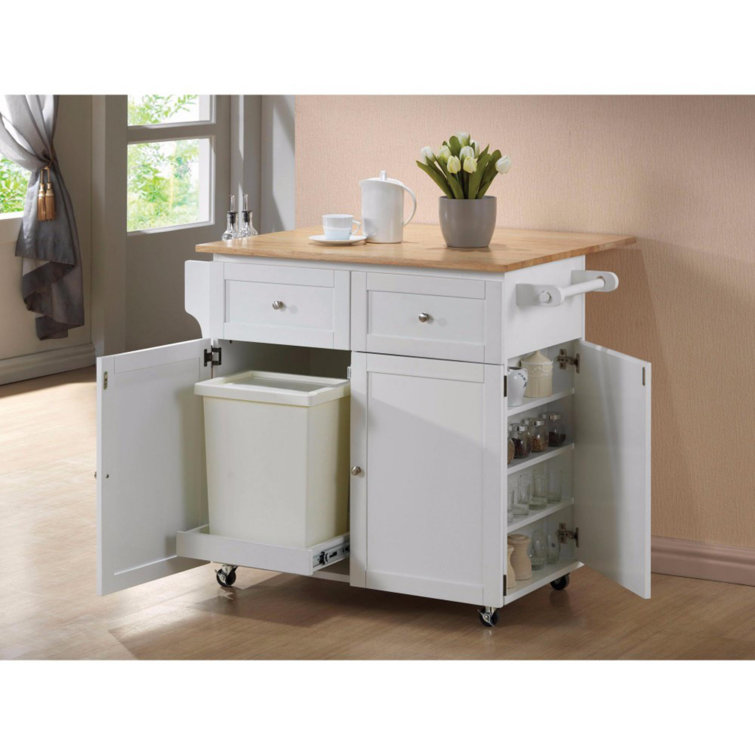 August Grove® Auton 43'' Solid Wood Kitchen Cart and Locking Wheels