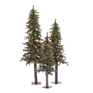 Natural Alpine Green Artificial Christmas Tree with 450 Multicolored Lights