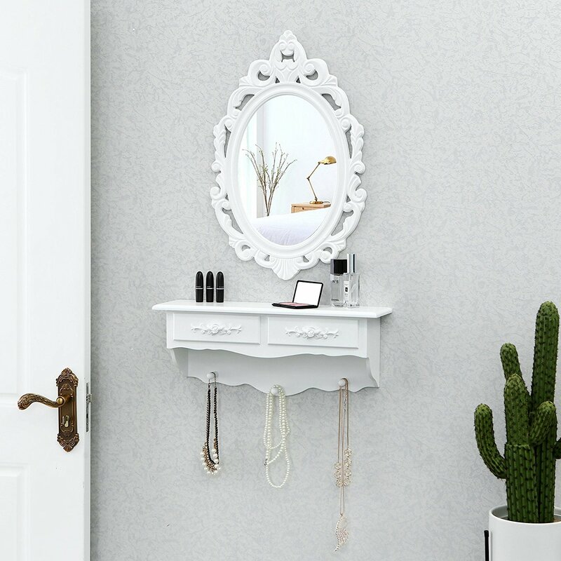 Songmics Wall Mounted Dressing Table with Mirror & Reviews | Wayfair.co.uk