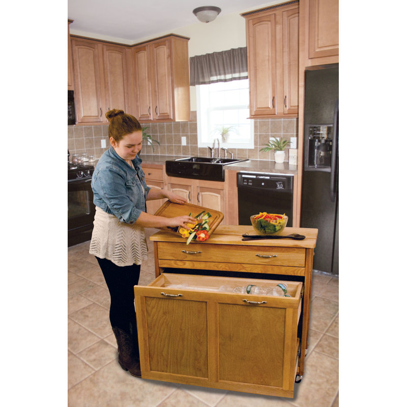 Millwood Pines Triche Pull Out Trash Kitchen Island With