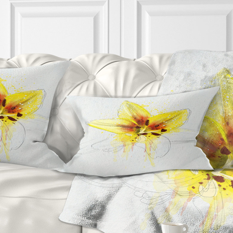 East Urban Home Floral Wonderful Lily Flower Sketch Lumbar Pillow Wayfair Ca