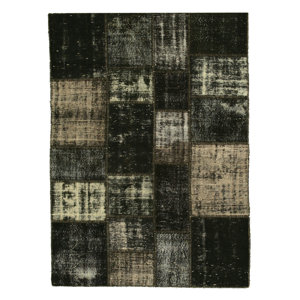 Hand-Knotted Black Area Rug