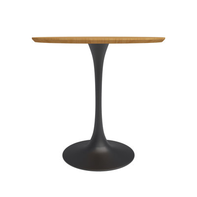 Kimetra 31.5" Round Cafe Indoor Table with Faux Marble Top and All Steel Pedestal Base