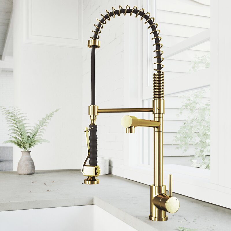 Vigo Zurich Pull Down Single Handle Kitchen Faucet With Optional