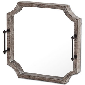 Chatsworth White Washed Wood and Glass Decorative Tray