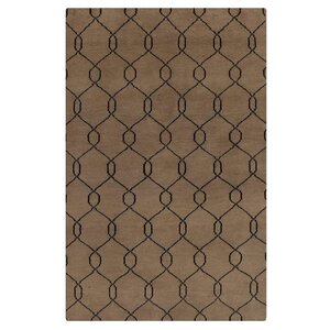Rugsotic Hand-Knotted Beige/Black Area Rug