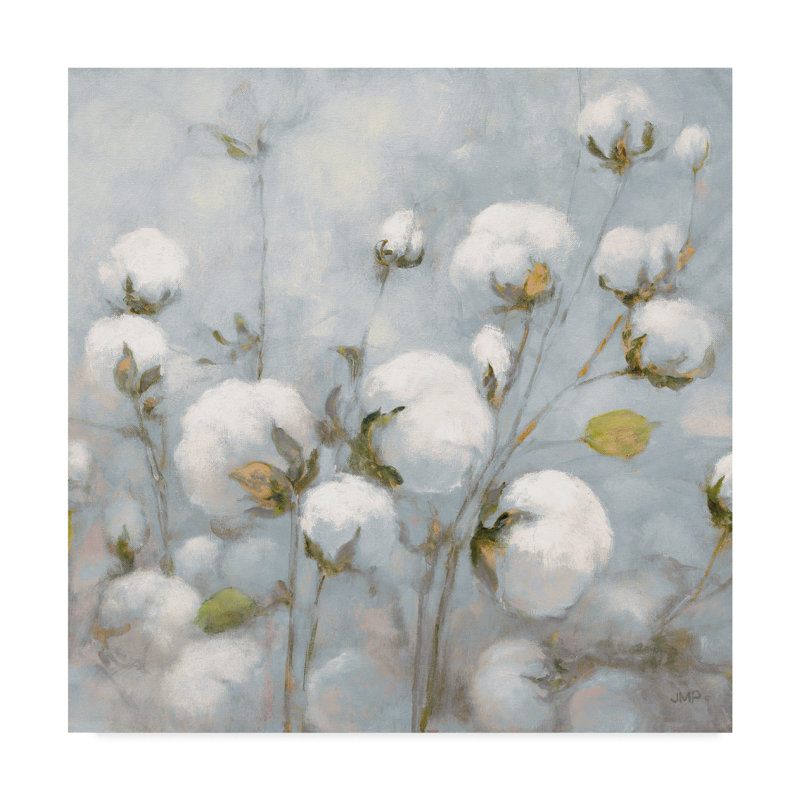 East Urban Home Cotton Field Blue Gray Crop Acrylic Painting