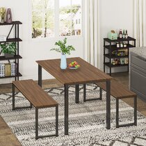 Soges 4 Pieces Wood Dining Table with Two Chairs and a Bench Sets,Dining Room Sets,GCCZ1008-CA