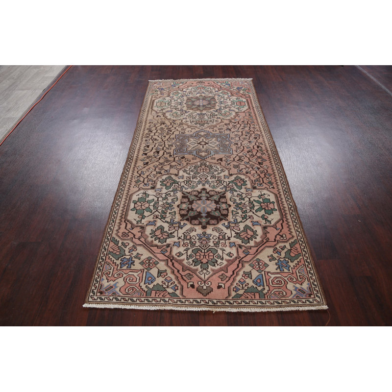 Bloomsbury Market One Of A Kind Balfor Hand Knotted 1960s Hamedan Brown 3 8 X 8 6 Runner Wool Area Rug Wayfair