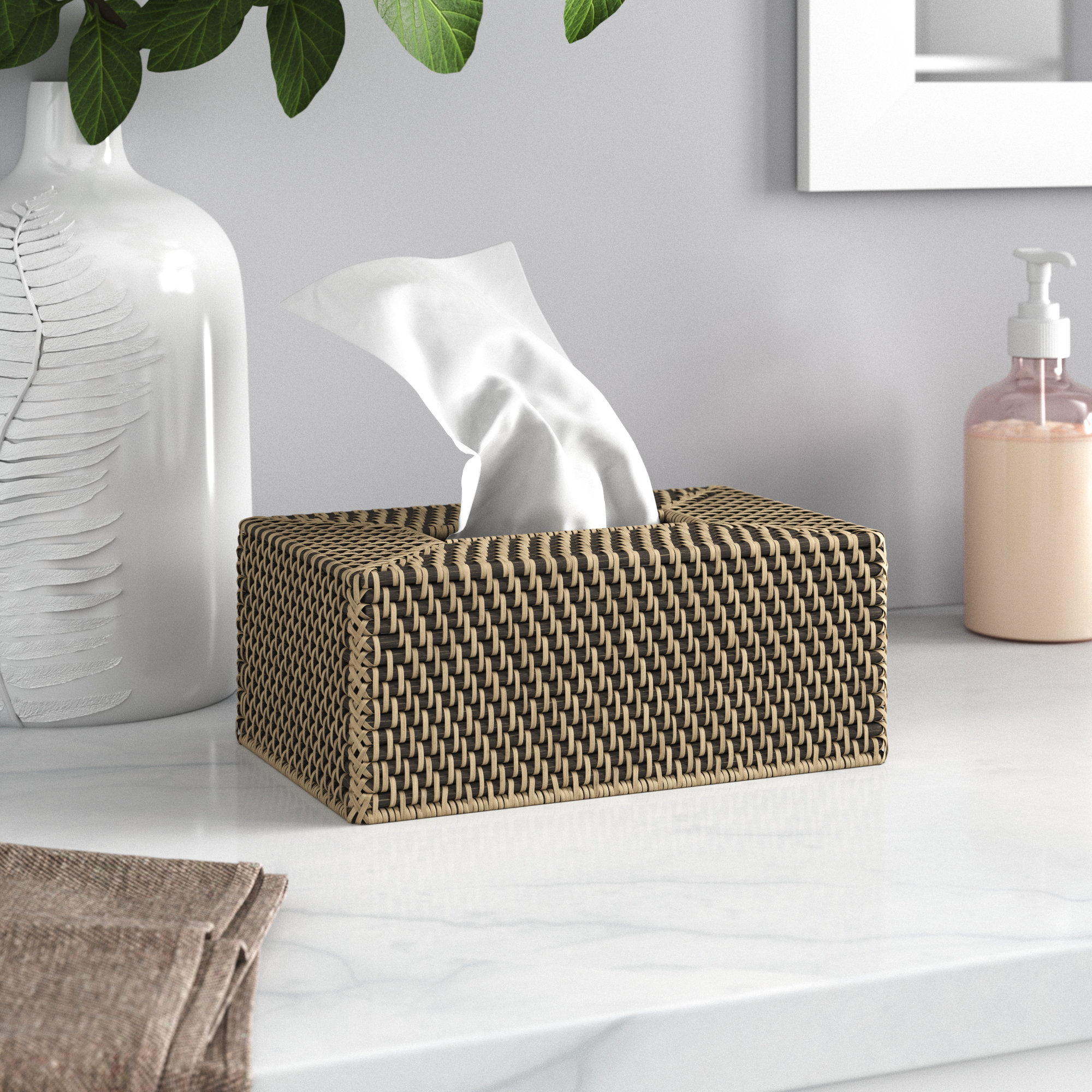 Living Room iDesign Olivia Tissue Cover Rectangle Boutique Box for Bathroom Bronze Bedroom