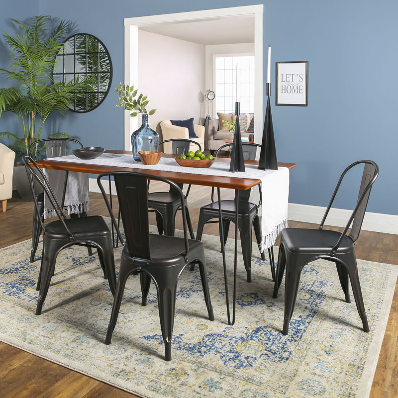 Latitude Run 7 Piece Mid Century Modern Dining Table Set Reviews Wayfair