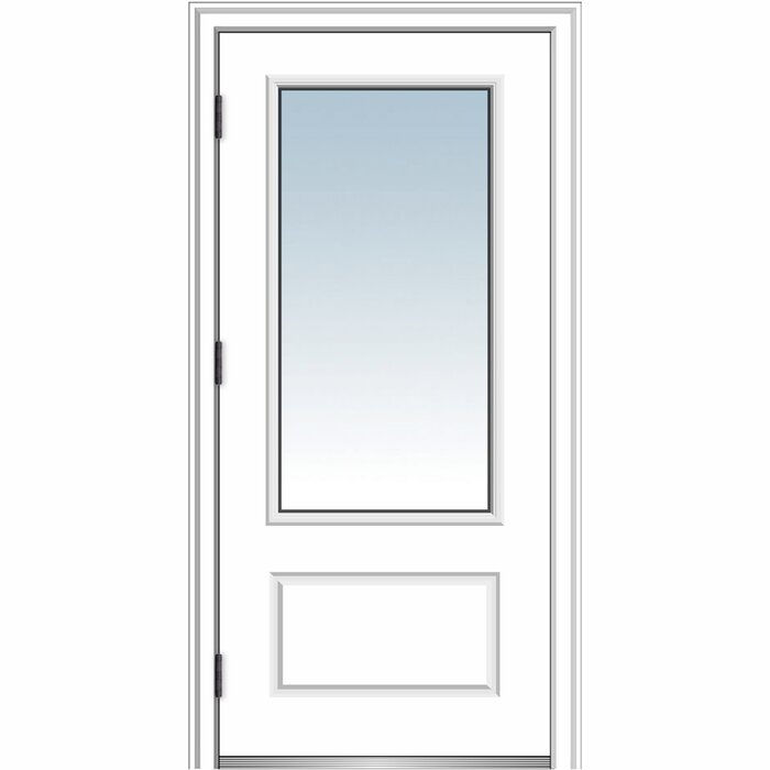 Clear Glass Primed Fiberglass Prehung Front Entry Door