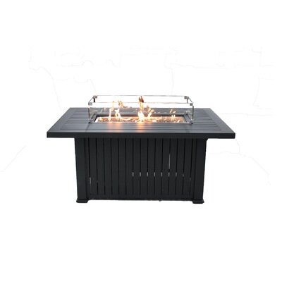 Glass Border Aluminum Propane Fire Pit Table New Spring Patio