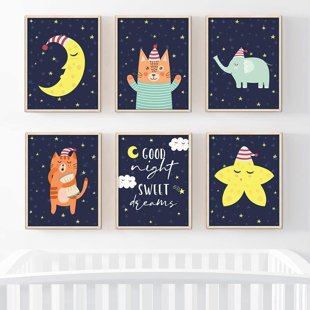 moon and stars nursery prints