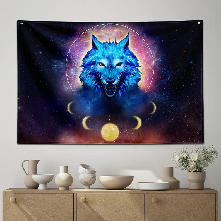 Moon Wolf Tapestry Hippie Wall Hanging Tapestries Bedspread Art Throw Home Decor 