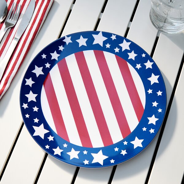Star Shaped Dessert Plates Patriotic July 4th Party Accessories 4-PC Set Ceramic