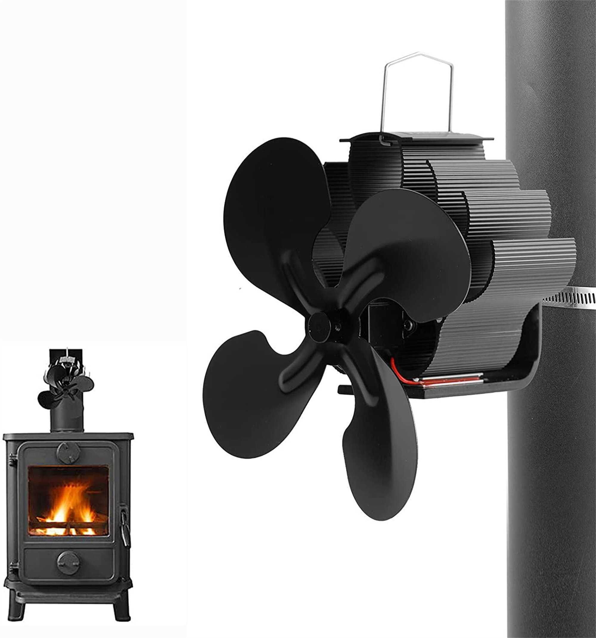 Aluminum Heat Powered Stove Fan for Wood/Log Burner/Fireplace Silent Duarable 