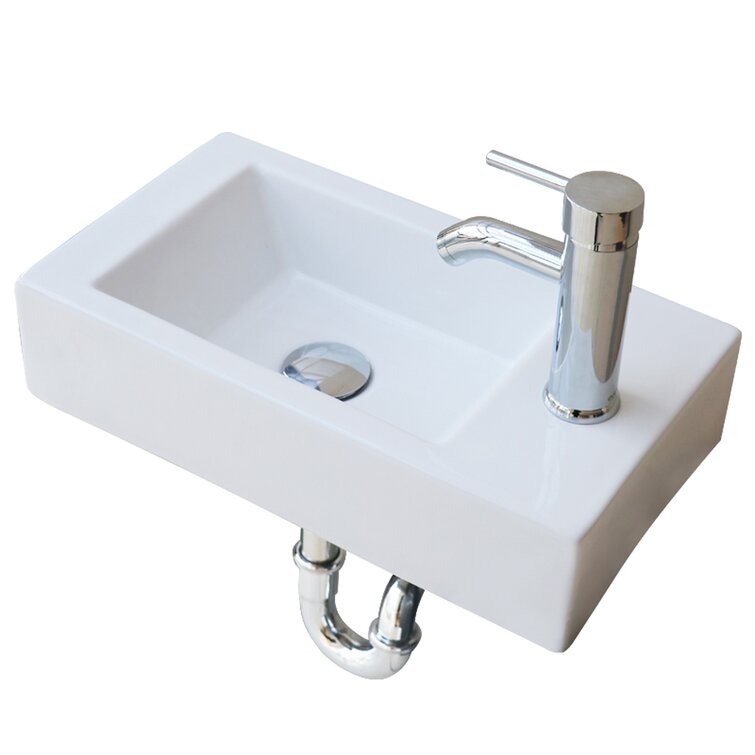 US Bathroom Corner White Ceramic Basin Vessel Sink Waste NO Pop-up Drain
