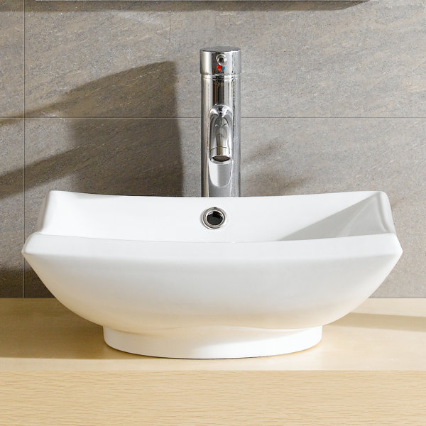 Fine Fixtures Modern Ceramic Square Vessel Bathroom Sink ...