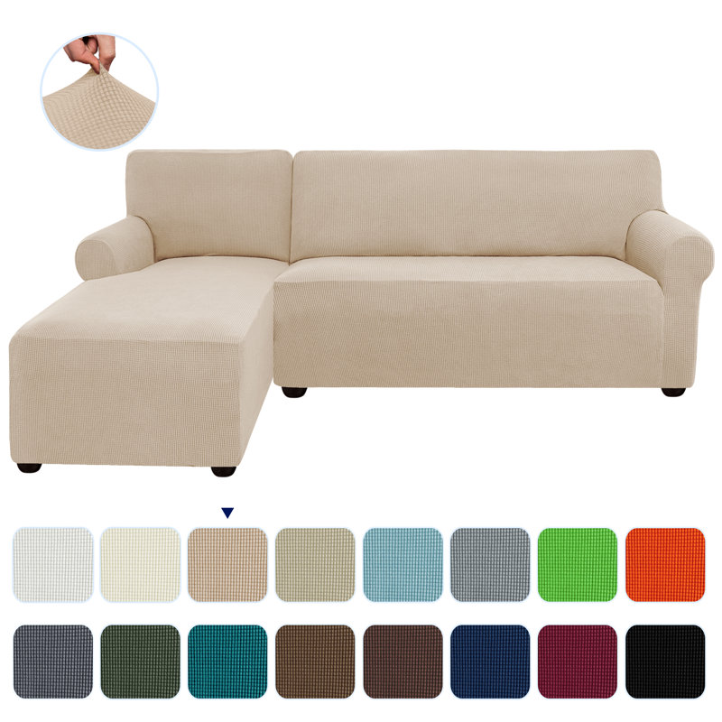 Red Barrel Studio Stretch L Shaped 3 Seats Sectional Box Cushion Sofa Slipcover Reviews