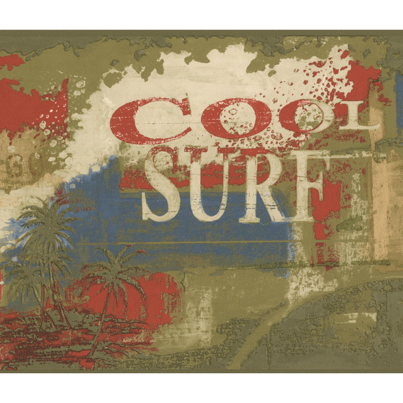 Winston Porter Durgan Vintage Cool Surf Faux Paint Sports Retro Design 15 L X 9 W Wallpaper Border Wayfair