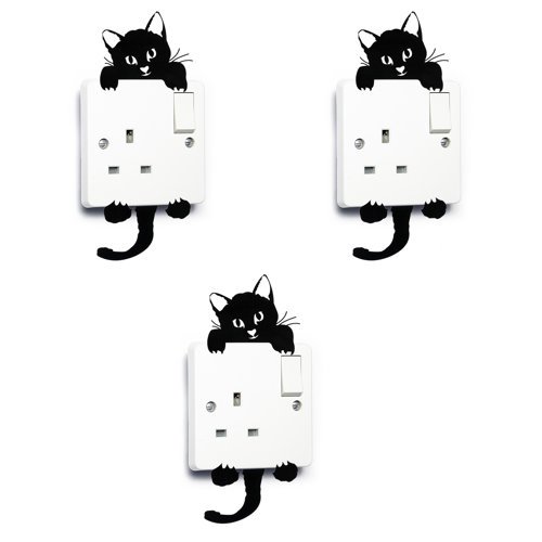 3D Wall Sticker Black Cute Cat Lover Vinyl Light Switch Decal Cat Gifts Art