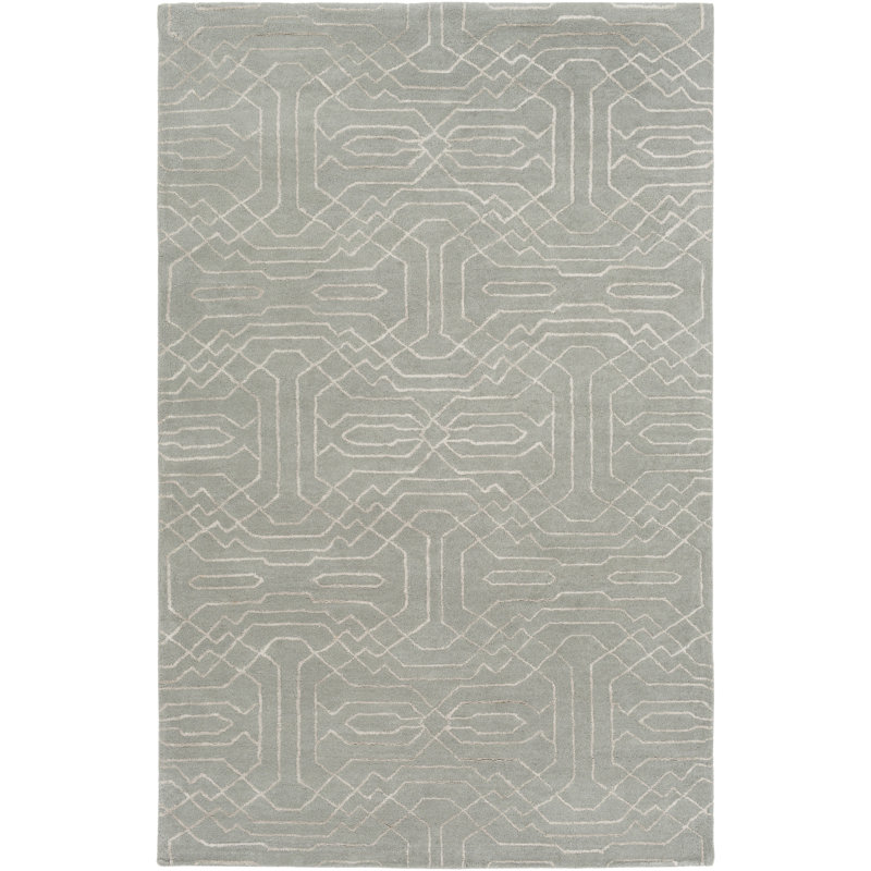 Wrought Studio Watts Geometric Handmade Tufted Light Gray Cream Area Rug Wayfair