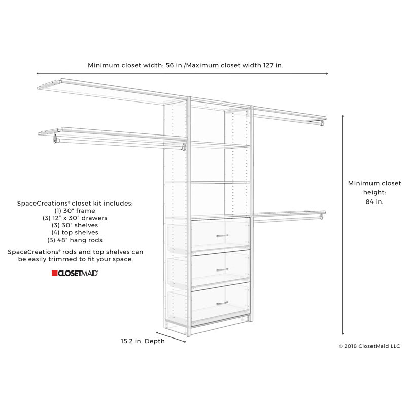 Closetmaid Spacecreations 56 W 127 W Closet System Reviews