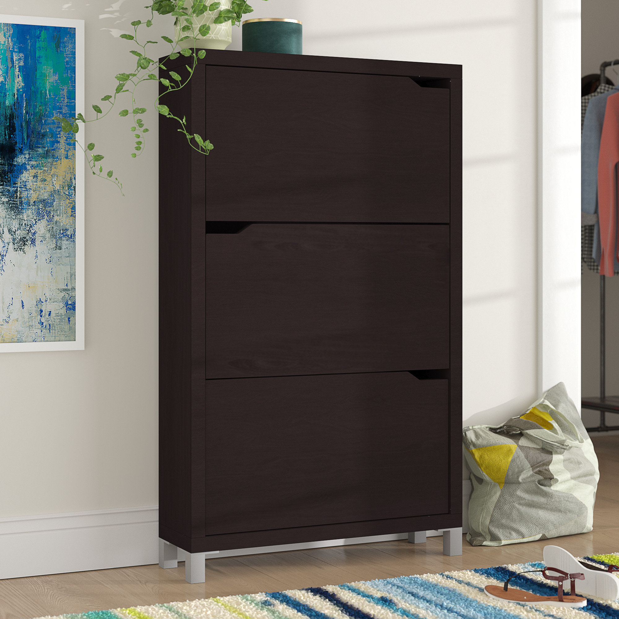 Laude Run 18 Pair Wood Shoe Storage Cabinet Reviews Wayfair