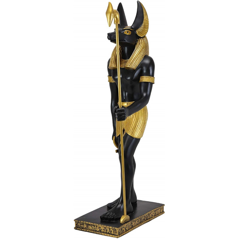 Nordmeyer Large Egyptian God Of The Dead And Mummification Anubis Holding Was Staff Figurine