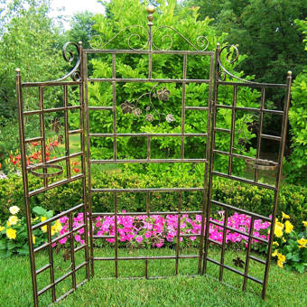 Folding Screen Room Divider Trellis Gardening Furniture Garden Furniture Metal 1:12 Rust